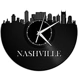 VinylShopUS Nashville Tennessee Vinyl Wall Clock City Skyline Travel Souvenir