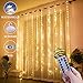 Window Curtain String Lights, 300 LED USB Powered String Lights, 8 Lighting Modes Waterproof Decorative Lights for Bedroom Wedding Party Backdrop Outdoor Indoor Wall Decoration(9.8x9.8 Ft)