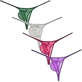 Jaxu Men's See-through Bulge Thong Underwear Sheer Mesh String Tangas Show Much T-back