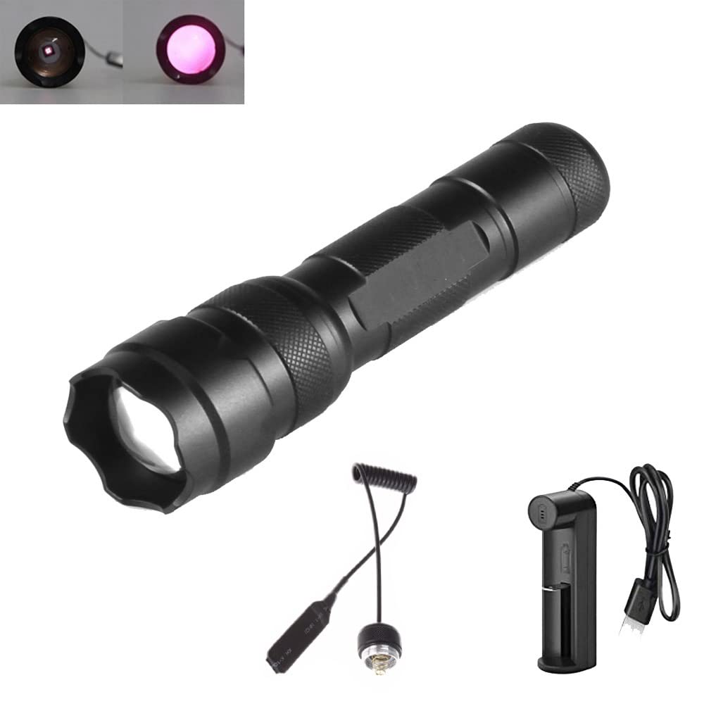 WESLITE 940nm Infrared Hunting Light Torch, IR Flashlight for Night Vision Zoomable IR Illuminator Infrared Torch with Pressure Switch 1 Mode for Hunting(Must Used with Night Vision Device)