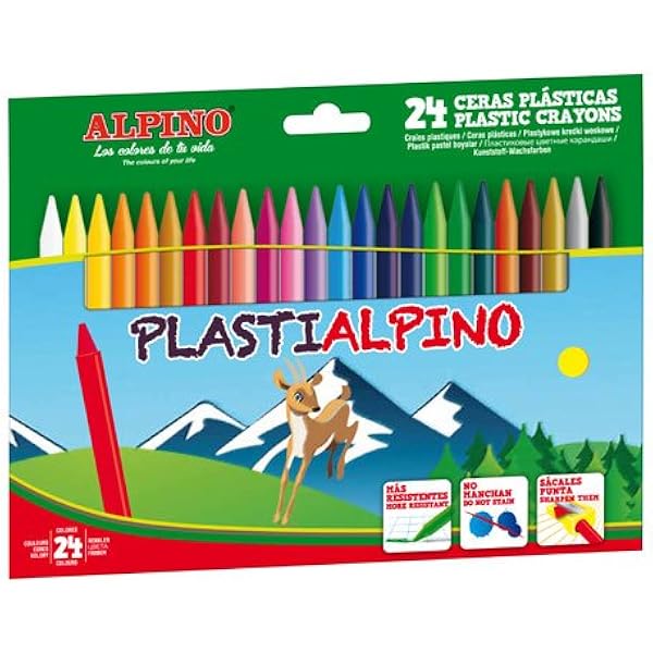 Ceras Alpino PLASTIALPINO Estuche de 24 Surtido: Amazon.es: Oficina y papelería