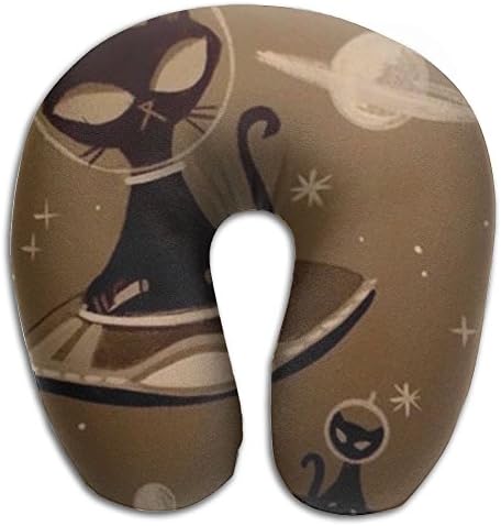 UFO BLACK CATS Travel Pillow U Shaped Pillow Memory Foam Washable Cover For Travel,Home,Neck Pain,Airplane,Car,Bus Or Camping