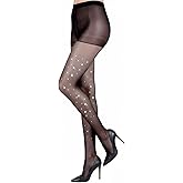 Fyntave Rhinestone Sparkly Tights for Women Glitter Sheer Shimmer Pantyhose Semi Opaque Rhinestone Soft Opaque Tights Black Stockings