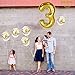 Giant Number 3 Balloon Gold Kit - 40 Inch Gold Foil Balloons | 3rd Birthday Balloons Boy with Gold Confetti Balloons | Gold 3rd Birthday Decorations for Boys, Girls | 3 Balloon Number for Anniversary