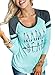 Ezcosplay Women's Colorblock Sleeve Crew Neck Mama Bear Print Casual Shirt Tops