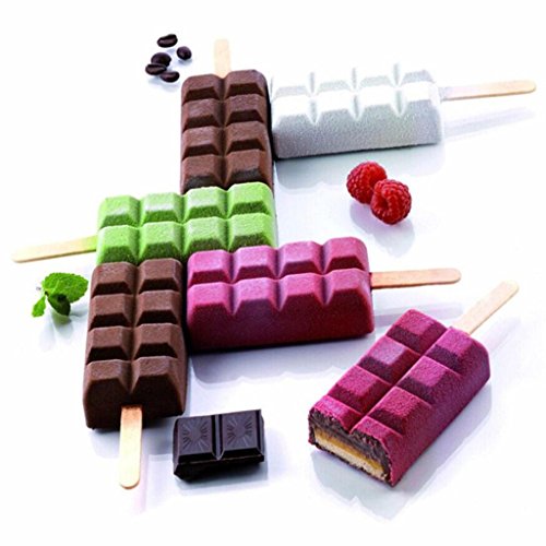 Botrong Eco-Friendly Ice Cream Tools Popsicle Mold Ice Trays Lattice Silicone Ice Maker (Red)