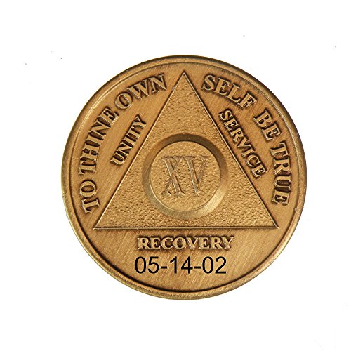 Personalized Custom Engraved 15 Year Antique Bronze AA (Alcoholics Anonymous)-ACA-AL-ANON-Sober-Sobriety-Birthday-Medallion-Coin-Chip-Token