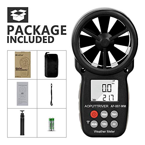 Digital Anemometer Barometer AP007WM Handheld Anemometer, Wind Speed Meter for Wind Speed