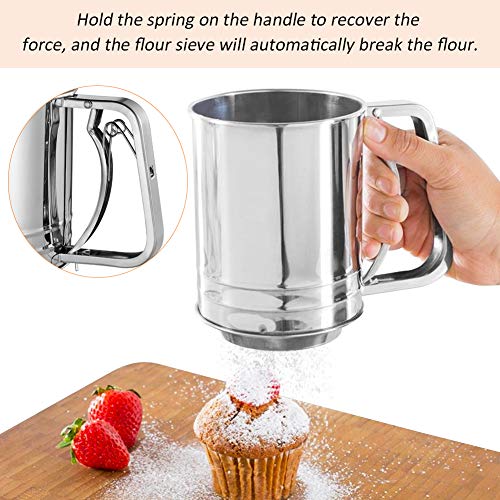 ShineMe Hand-held Flour Sifter Stainless Steel with Handle, Fine Mesh Sieve for Baking - Thumbnail 3