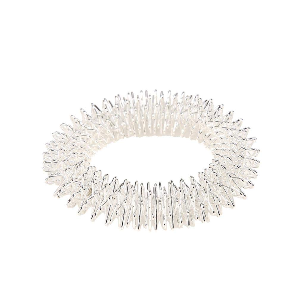 Acupuncture Bracelet, Wrist Massager Stainless Steel Acupressure Ring Massage Ring for Relaxation and Joint Relief (Silver)