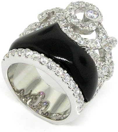 Regal Large cocktail Ring w/Black Onyx & White CZs