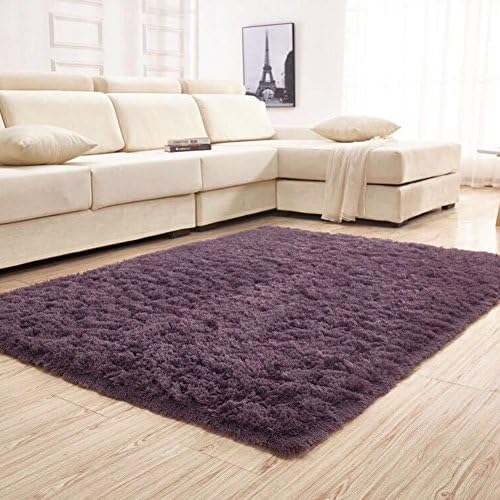 gdmgdr Ultra Soft and Fluffy Nursery Rugs 4cm High Pile Area Rugs for Bedroom and Living Room 4' x 5.3', Gray Purple