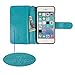 xhorizon Leather Folio Hand Strap Purse Case with Magnetic Closure for iPhone 5, 5S - Blue