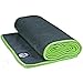 Youphoria Yoga Microfiber Non-Slip Towel - Hot Yoga Mat Towel for Enhanced Grip and Sweat Absorption - Gray with Green Stitching
