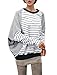 Allegra K Women Fall Winter Stripe Panel Batwing Top Loose T Shirts, Black/White, Small / US 6