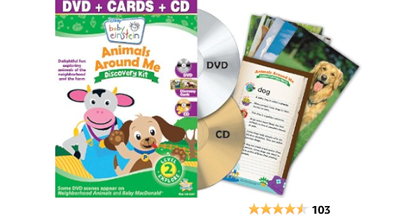Amazon Com Baby Einstein Animals Around Me Discovery Kit Dvd Cd And Discovery Cards N A N A Movies Tv
