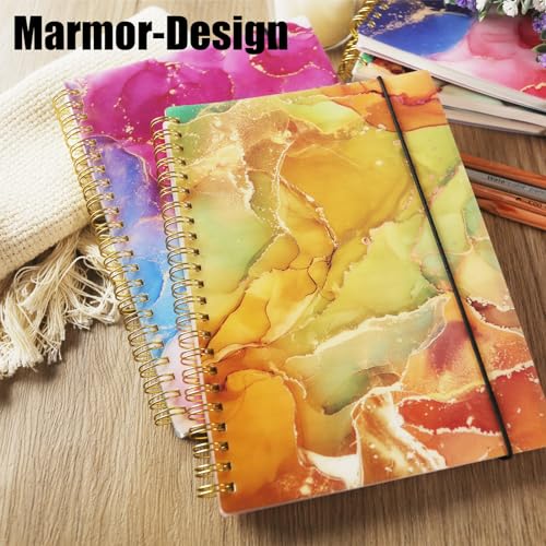 HAKACC 4 Stück Spiralnotizbuch A5, 80 Blatt Hardcover Spirale Notizblock 21 x 15cm College liniert Tagebuch für Damen und Herren Arbeit Büro Schule