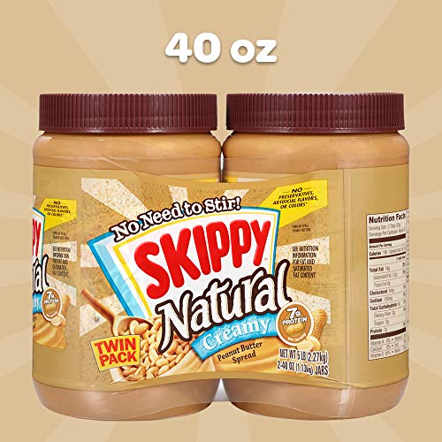 SKIPPY NATURAL CREAMY PEANUT BUTTER, 40 OUNCE (PACK OF 2)