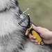 Pet Grooming Tool - 2 Sided Undercoat Rake for Cats & Dogs - Safe Dematting Comb for Shedding - Easy Mats and Tangles Removing - no More Flying Hair