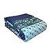 Lush Decor Royal Empire Reversible Cotton Quilt Set, 3 Piece Set King, Peacock - Striped Bedding Set - Floral Quilt King Size - Blue Bedding - Boho Decor