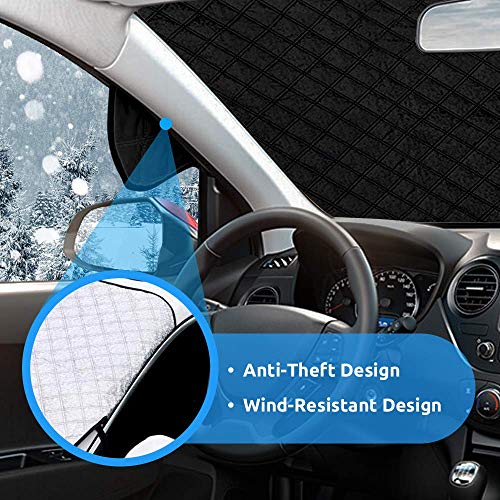 Mumu Sugar Car Windshield Snow Cover, Car Windshield Snow Ice Cover With 4 Layers Protector, Waterproof Windshield Winter Cover For Ice,Snow,Frost,UV Protection,Extra Large Size Fits for Most Vehicles