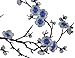 Emmas Two Asian Cherry Blossom Sakura Flower Iron on Embroidered Appliques Patch Japanese Chinese (Blue)
