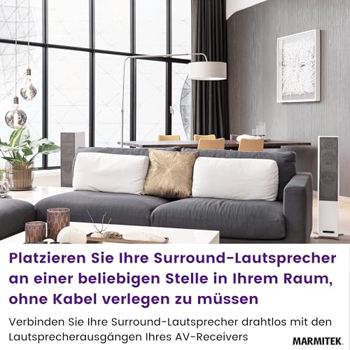 Marmitek Speaker Anywhere 650 - Marmitek Audio Transmitter for Speakers - Digital Latency-Free Transmission - Wireless Surround Speaker Connection - Connect Two Speakers Wirelessly