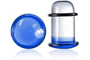 BOKABOO 2 PCS Glass Ear Plugs Tunnels Gauges for Ears 1.6-16mm Single Flared Ear Stretching Kit with Rubber O Rings Pain-Free