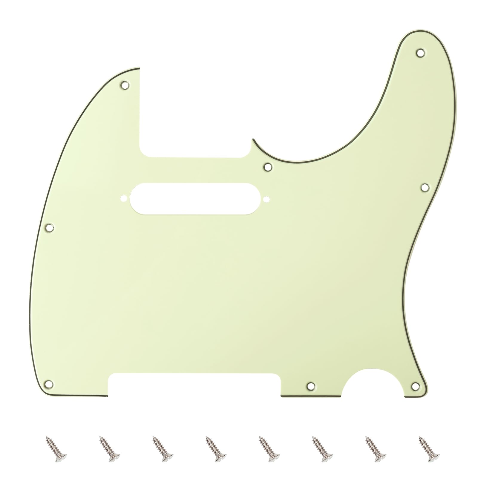Banworks 3 Ply Tele Pickguard 8-Hole Electric Guitar Pickguard Scratch Plate for USA/Mexican Modern Style Standard Tele Telecaster JT/HB-03 Vintage Green
