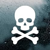 Minglewood Trading White | 2-Pack Skull and Crossbones 1.75w x 2.5h inches Vinyl Decals | Death's Head | Skeleton | Pirate | Die Cut Sticker