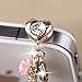 Cute Crystal LOVE Pink ROSE Chain Charm Cell Phone Dust Plug For iPhone iPad Mini iPad iPod Touch Samsung Huawei MI Android phone with 3.5mm earphone jack IP570b-3