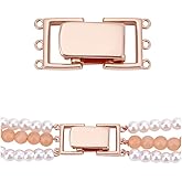 PH PandaHall 925 Sterling Silver Necklace Layering Clasp 3 Strands Layered Detangler Clasp Necklace Stacker Clasps Jewellery Connector for Chains Bracelets 20.5x9.5mm, Rose Gold