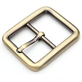 CRAFTMEMORE 4pcs Single Prong Belt Buckle Square Center Bar Buckles Leather Craft Accessories (1in - J455), (3/4in - 3110)