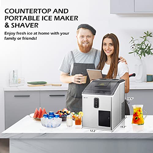 IKER Ice Makers Countertop, 2 in 1 Ice Maker & Shaver Machine33lbs/24H