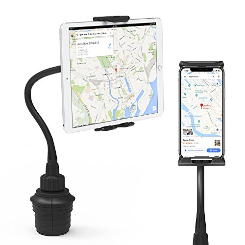 EURPMASK Car Cup Mount Holder, Switchable Adjustable Swing Cradle Extended Cup Car Mount Holder Kit Compatible Tablet Smartphone