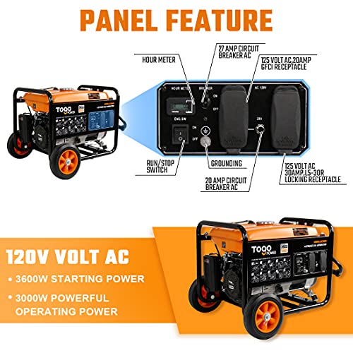 Togo Power Portable Generator, 3600 Peak Watts 120 Volts Industrial