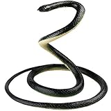 Realistic Snake, Elongdi Realistic Rubber Snake Toy, Black Mamba Fake Snake Animal Fake Toy for Scary Trick or Joke, 52 Inches