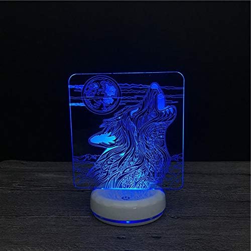 3D Stereoscopic Light Wolf Acrylic Creative Products LED Colorful Lights Colorful Touch (USB Power Supply with Remote Control) 1.5W