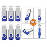 RAOYI 50Pcs 2GB USB 2.0 Flash Drive Bulk Swivel Memory Stick Thumb Drives Pen Drive Fold Storage Thumb Stick (2G, Blue)