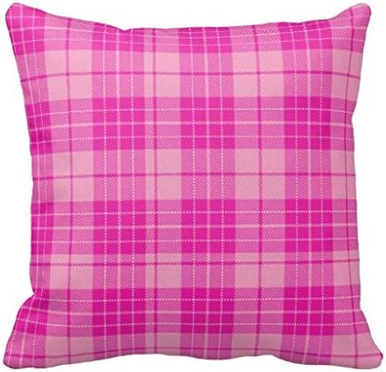 Home Decor Pillow Cover Bubble Gum Pink Plaid Throw Pillow Case for 22x22 inches