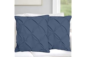Saferay Green Steel Blue Pinch Pleated - Pintuck Pillow Shams Set of 2pc Hotel Luxury 800-TC 100% Organic Cotton Cushion Cover European Size 26x26 Super Soft Decorative Pillow Cover Solid