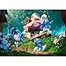 Happy Birthday Backdrops for Photography 7x5 Blue Elf Red Mushroom Houses The Smurfs Background for Photo Studio Customized