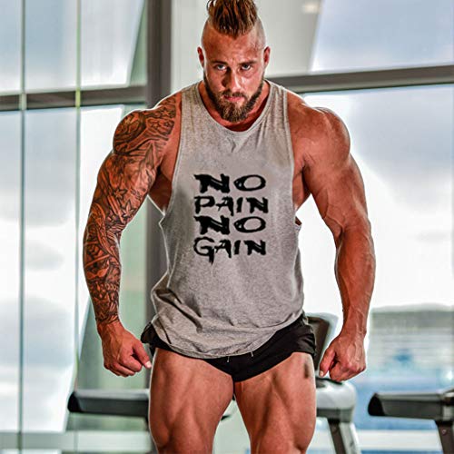 Befox-Herren-Cotton-Tank-Top-Stringer-Fitness-Gym-Shirt-NO-Pain-NO-GAIN-Weste-Muscleshirt-Sport-Vest