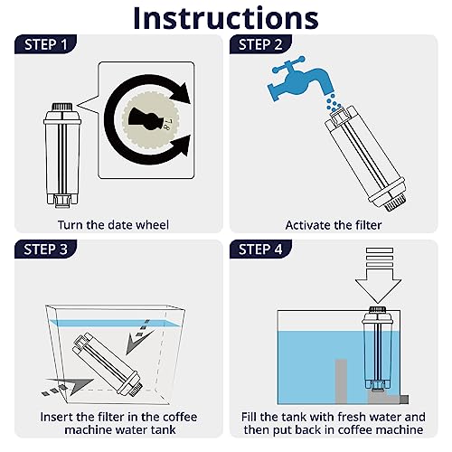 iRhodesy Water Filter Compatible with Delonghi DLSC002, Descaling Water Filter Compatible with DeLonghi Magnifica s Dinamica, ECAM, ETAM, ESAM, BCO, EC Series (Pack of 4)