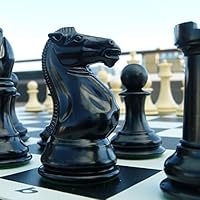 Quadruple Weight Tournament Chess Game Set - Chess Board Game with Natural Chess Pieces, Black Silicone Board