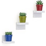 RICHER HOUSE 3-Pack Small Floating Shelves for Wall, 4 Inch Plastic Display Ledges for Mini Decor, Compact Style Small Wall S
