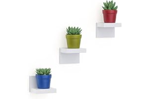RICHER HOUSE 3-Pack Small Floating Shelves for Wall, 4 Inch Plastic Display Ledges for Mini Decor, Compact Style Small Wall Shelf with 2 Types of Installation