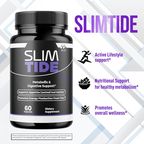Slim Tide Capsules, Official SlimTide Weight Management Pills with All Natural Ingredients, Advanced Formula Health & Wellness Supplement with Maximum Strength Active Lifestyle Vitamins (60 Capsules)