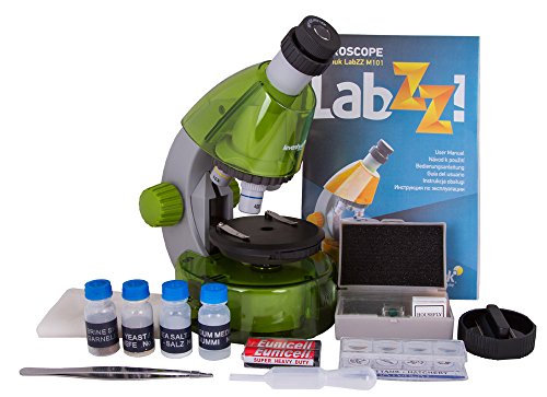 Levenhuk LabZZ M101 Lime Microscope for Kids with Experiment Kit – Choose Your Favourite Color!
