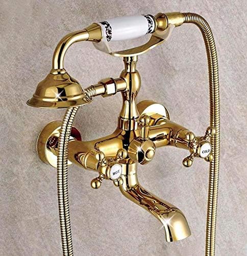 Makej Shower Faucet Gold Faucets Hand Rain Shower Head Tap Luxury Ceramic Telephone Wall Bath & Shower Faucet